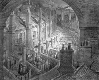 Rivoluzione industriale: Londra illustrata da Doré. Nel 1868 l'artista francese Gustave Doré si recò a Londra, per studiare gli effetti della rivoluzione industriale