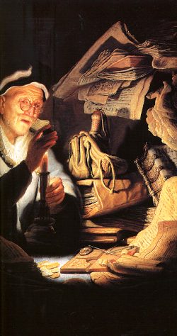 Rembrandt Harmenszoon van Rijn, particolare de La parabola del ricco stolto