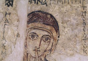 Dettaglio della figura di sant’Anna (Faras, Egittto, VIII secolo)