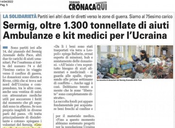 CRONACAQUI - Sermig, oltre 1.300 tonnellate di aiuti Ambulanze e kit medici per l'Ucraina